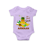 “My First Ugadi Personalized Baby Romper | Custom Name” - LILAC - New Born (Chest 14")