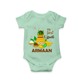 “My First Ugadi Personalized Baby Romper | Custom Name” - MINT GREEN - New Born (Chest 14")