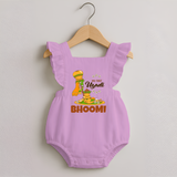 “My First Ugadi RomperFrock (Custom Name)” - BABY PINK - 0 - 3 Months Old (Chest 19")