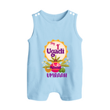 “My First Ugadi – Custom Name Baby Festive Romper Suit” - BABY BLUE - 0 - 5 Months Old (Chest 18")
