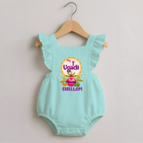 “My First Ugadi – Custom Name Festive RomperFrock” - MINT GREEN - 0 - 3 Months Old (Chest 19")
