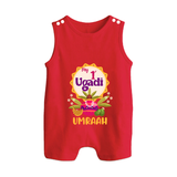 “My First Ugadi – Custom Name Baby Festive Romper Suit” - RED - 0 - 5 Months Old (Chest 18")