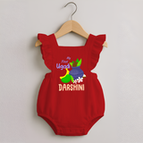 “My First Ugadi – Personalized RomperFrock Collection” - RED - 0 - 3 Months Old (Chest 19")