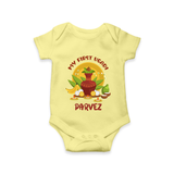 My First Ugadi Celebration – Custom Name Baby Romper - PASTEL YELLOW - New Born (Chest 14")