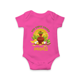 My First Ugadi Celebration – Custom Name Baby Romper - HOT PINK - New Born (Chest 14")
