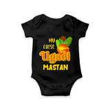 My First Ugadi Moment – Personalized Baby Romper - BLACK - New Born (Chest 14")