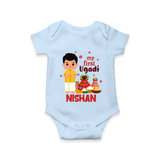 My First Ugadi – Personalized Unisex Baby Romper - BABY BLUE - New Born (Chest 14")