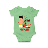 My First Ugadi – Personalized Unisex Baby Romper - GREEN - New Born (Chest 14")