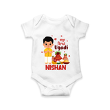 My First Ugadi – Personalized Unisex Baby Romper - WHITE - New Born (Chest 14")