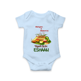 Mangoes & Memories Ugadi Baby Romper – Personalized - BABY BLUE - New Born (Chest 14")
