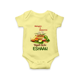 Mangoes & Memories Ugadi Baby Romper – Personalized - PASTEL YELLOW - New Born (Chest 14")