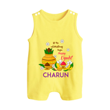 Let the Celebrations Begin – Happy Ugadi Baby Romper Suit - PASTEL YELLOW - 0 - 5 Months Old (Chest 18")