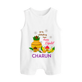 Let the Celebrations Begin – Happy Ugadi Baby Romper Suit - WHITE - 0 - 5 Months Old (Chest 18")