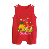 Let the Celebrations Begin – Happy Ugadi Baby Romper Suit - RED - 0 - 5 Months Old (Chest 18")