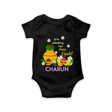 Let the Celebrations Begin – Happy Ugadi Baby Romper - BLACK - New Born (Chest 14")