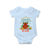 As Sweet as Puran Poli – Personalized Ugadi Baby Romper - BABY BLUE - New Born (Chest 14")
