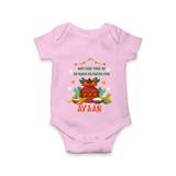As Sweet as Puran Poli – Personalized Ugadi Baby Romper - BABY PINK - New Born (Chest 14")