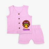 New Year New Beginnings – Happy Ugadi Jabla Set - BABY PINK - 0 - 3 Months Old (Chest 9.8")