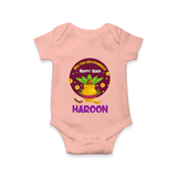 New Year New Beginnings – Happy Ugadi Baby Romper - PEACH - New Born (Chest 14")