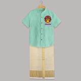 New Year New Beginnings – Happy Ugadi Shirt and Dhoti - AQUA GREEN - 0 - 6 Months Old (Chest-23") (Dhoti length-14")