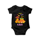 Ugadi Cutie in the House Girl Illustration– Personalized Baby Romper - BLACK - New Born (Chest 14")
