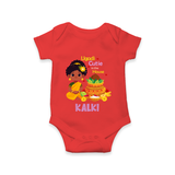 Ugadi Cutie in the House Girl Illustration– Personalized Baby Romper - RED - New Born (Chest 14")