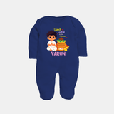 Ugadi Cutie in the House Boy Illustration – Personalized Baby Fullbody Suit - NAVY BLUE - New Born (Chest 7.5")