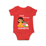 Ugadi Princess Personalized Kids Romper - RED - New Born (Chest 14")