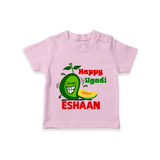 Happy Ugadi Fun Mango Kids T-Shirt - BABY PINK - 0-5 Months Old (Chest 17")