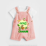 Ugadi Shubhakankshalu Telugu Kids Dungaree - PEACH - 0 - 5 Months Old (Chest 18")
