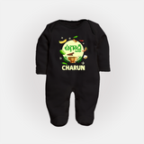 Ugadi Shubhakankshalu Telugu Kids fullbody Suit - BLACK - New Born (Chest 7.5")