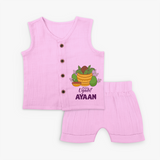 Happy Ugadi Personalized Kids Jabla Set - BABY PINK - 0 - 3 Months Old (Chest 9.8")