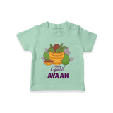 Happy Ugadi Personalized Kids T-Shirt - MINT GREEN - 0-5 Months Old (Chest 17")