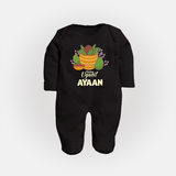 Happy Ugadi Personalized Kids fullbody Suit - BLACK - New Born (Chest 7.5")