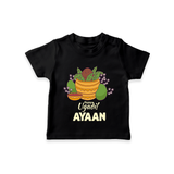 Happy Ugadi Personalized Kids T-Shirt - BLACK - 0-5 Months Old (Chest 17")
