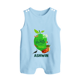 Telugu Ugadi Wishes Kids Romper suit with Name - BABY BLUE - 0 - 5 Months Old (Chest 18")