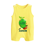Telugu Ugadi Wishes Kids Romper suit with Name - PASTEL YELLOW - 0 - 5 Months Old (Chest 18")