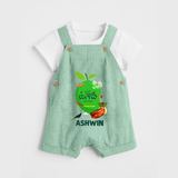 Telugu Ugadi Wishes Kids Dungaree with Name - MINT GREEN - 0 - 5 Months Old (Chest 18")
