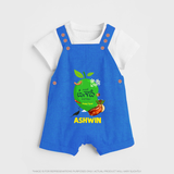 Telugu Ugadi Wishes Kids Dungaree with Name - COBALT BLUE - 0 - 5 Months Old (Chest 18")