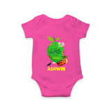 Telugu Ugadi Wishes Kids Romper with Name - HOT PINK - New Born (Chest 14")