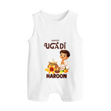 Happy Ugadi Cartoon Boy Theme Kids Romper suit - WHITE - 0 - 5 Months Old (Chest 18")