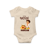 Happy Ugadi Cartoon Boy Theme Kids Romper - IVORY - New Born (Chest 14")