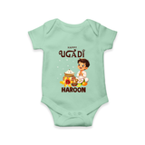Happy Ugadi Cartoon Boy Theme Kids Romper - MINT GREEN - New Born (Chest 14")
