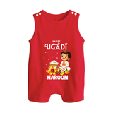 Happy Ugadi Cartoon Boy Theme Kids Romper suit - RED - 0 - 5 Months Old (Chest 18")