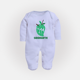 Happy Ugadi Classic Personalized Kids fullbody Suit - BABY BLUE - New Born (Chest 7.5")