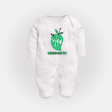 Happy Ugadi Classic Personalized Kids fullbody Suit - WHITE - New Born (Chest 7.5")