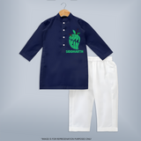 Happy Ugadi Classic Personalized Kids Kurta - NAVY BLUE - 3 - 6 Months Old (Chest 24", Kurta Length 14'', Waist 19", Pant Length 14")