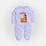 Happy Ugadi Cartoon Girl Theme Kids fullbody Suit - BABY BLUE - New Born (Chest 7.5")