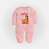 Happy Ugadi Cartoon Girl Theme Kids fullbody Suit - BABY PINK - New Born (Chest 7.5")