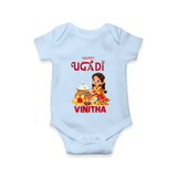 Happy Ugadi Cartoon Girl Theme Kids Romper - BABY BLUE - New Born (Chest 14")